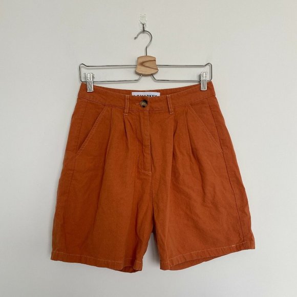 L.F. Markey Women's Henry Pleated Shorts in Burnt Orange Size US 4 - Picture 3 of 7